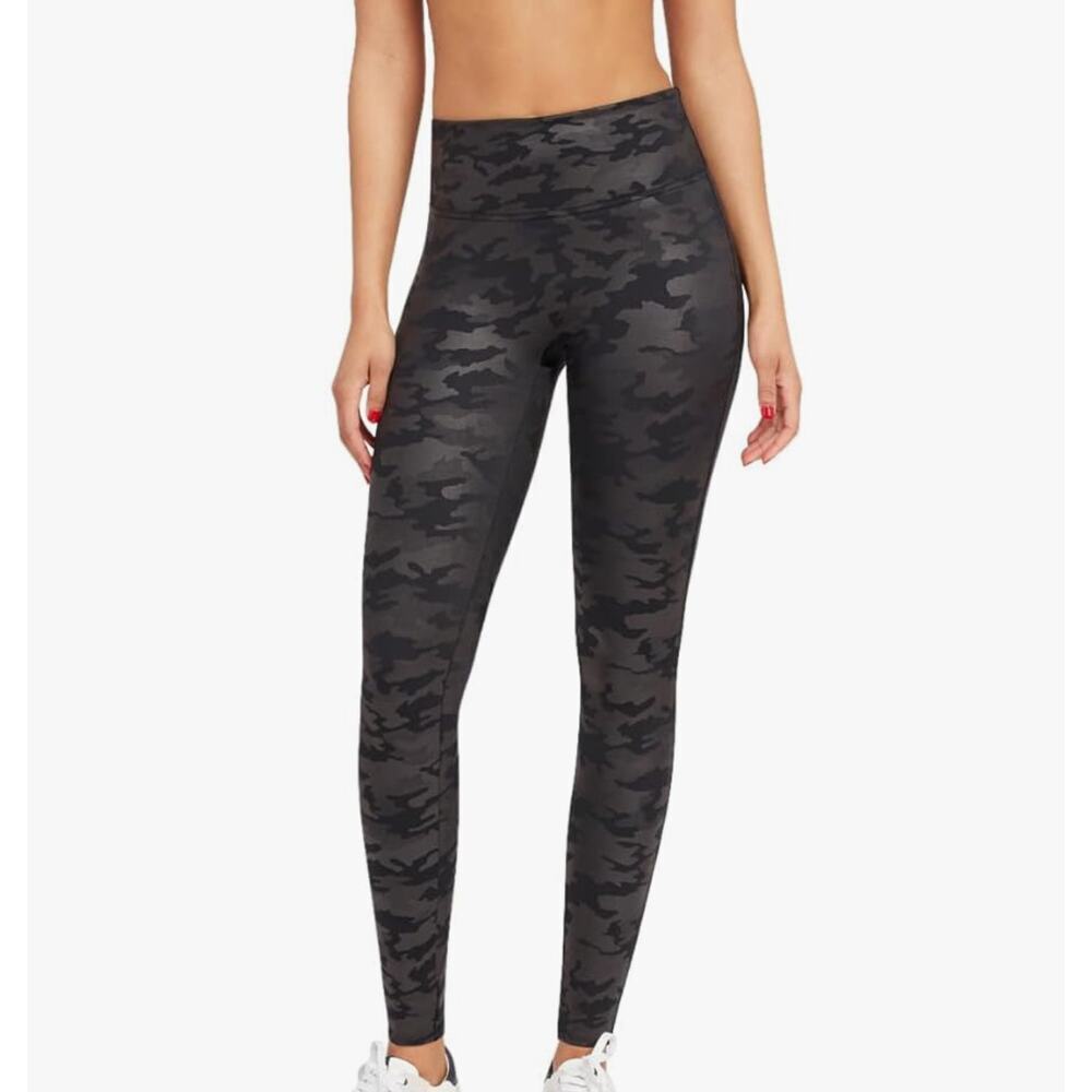 Spanx Faux Leather Camo High Waist Leggings